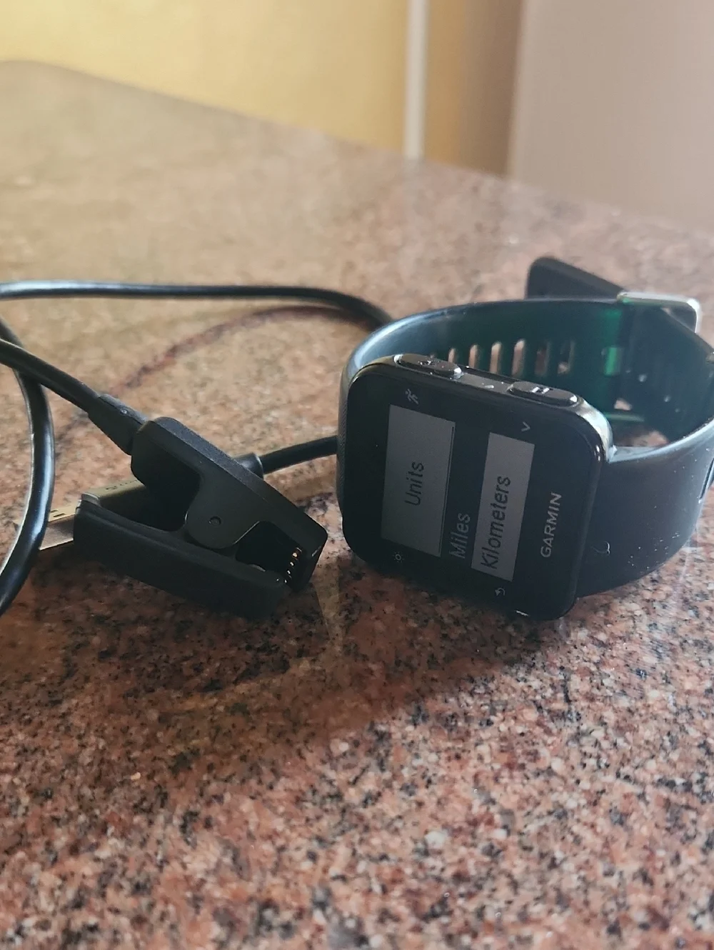 Garmin Forerunner black fitness smartwatch with monochrome display (2 chargers)